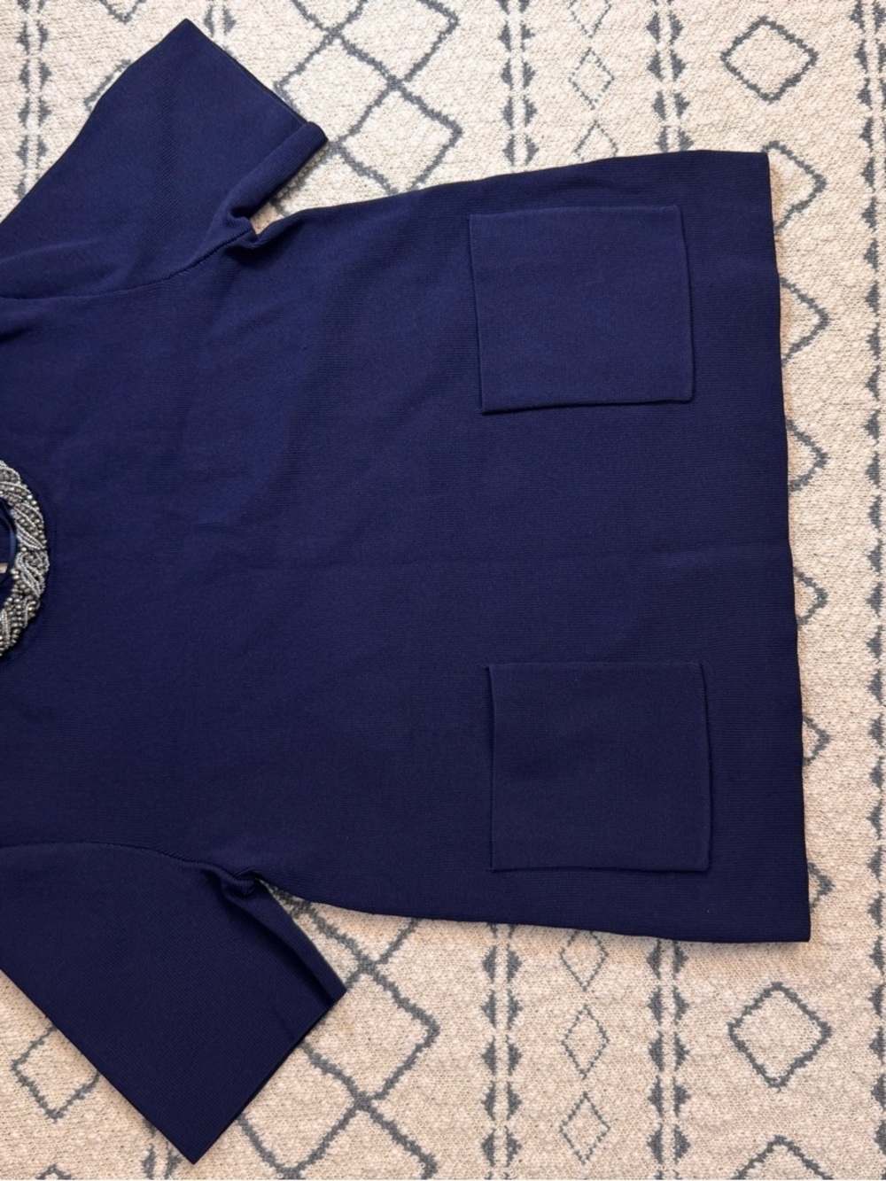 Zara Navy Short-Sleeve Pocket Boxy Top BNWT - Picture 5 of 6